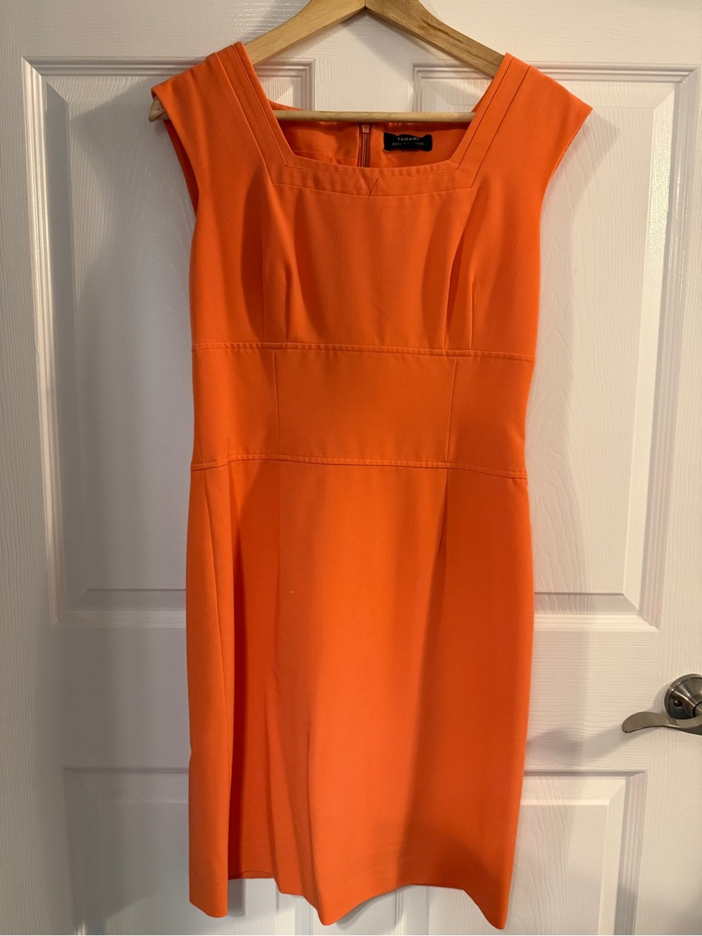 Tahari Bright Orange Cap-Sleeve Sheath Dress